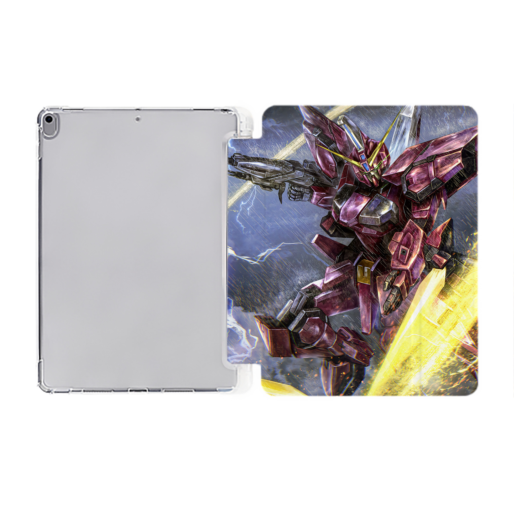 （画像用） 機動戦士ガンダム Mobile Suit Gundam IPad ケース ペン収納付き 三つ折りスタンド PUレザー×シリコン 対応機種9.5/10.5/10.9インチ